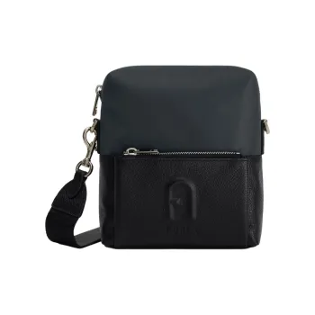 Furla Nylon Studded Leather Shoulder Bag Crossbody Bag Small Size Men's Black