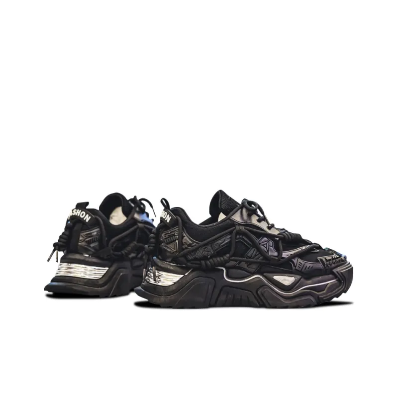 HACKBUTEER Cyber Collection Black Warrior Low Top Chunky Sneakers Unisex Box Limited Edition-4