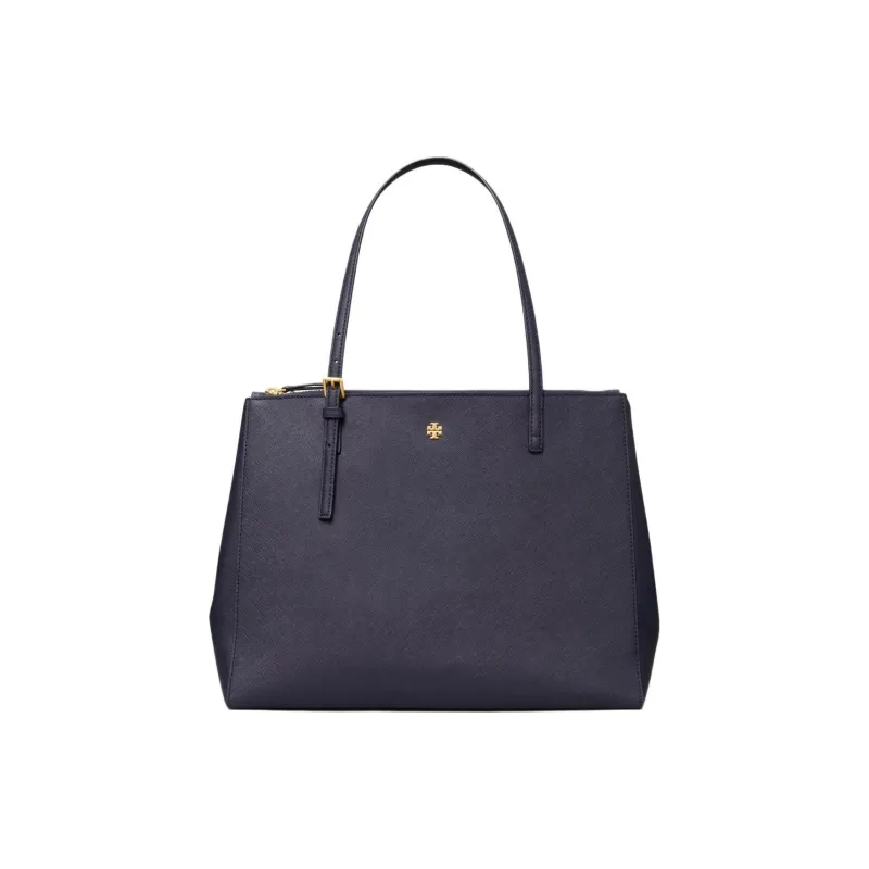 TORY BURCH Emerson Leather Tote Bag Shopping Bag Shoulder Bag Handbag Large Size Women's Navy-0