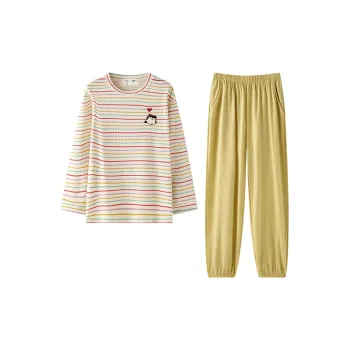 Beiyan Pajama Set Women's Rainbow Stripes