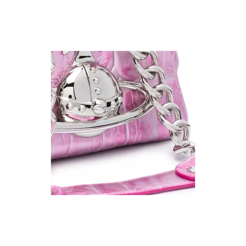 Vivienne Westwood Calfskin Shoulder Bag, Crossbody Bag, Handbag Women's Pink-3