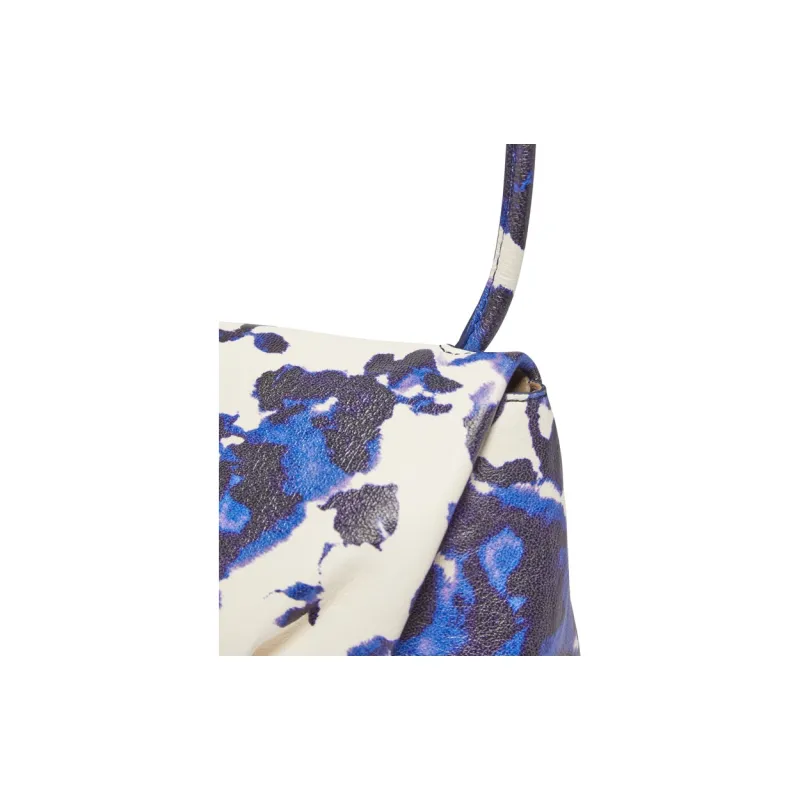DRIES VAN NOTEN Leather Crossbody Bag Shoulder Bag Women's Dark Blue & White-3