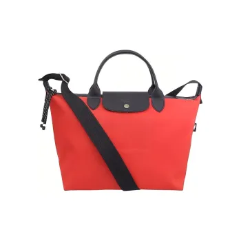LONGCHAMP Le Pliage Energy Cow Leather Trim Shoulder Bag, Crossbody Bag, Handbag Medium Size Women's Red