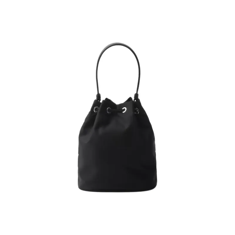 PRADA Re Nylon Fabric With Leather Bucket Bag, Shoulder Bag, Crossbody Bag, Handbag Mini Women's Black-2