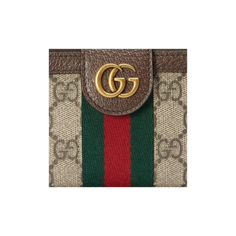 GUCCI Ophidia Canvas With Leather Binding Coin Purse, Card Holder Women's Brown/Ebony-5