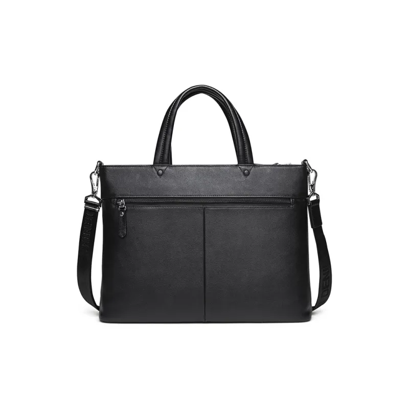 BISON DENIM Top Grain Cow Leather Handbags Briefcases Men's Black-2
