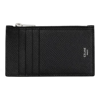 CELINE Grained Calfskin Card Holder, Wallet Men's Black