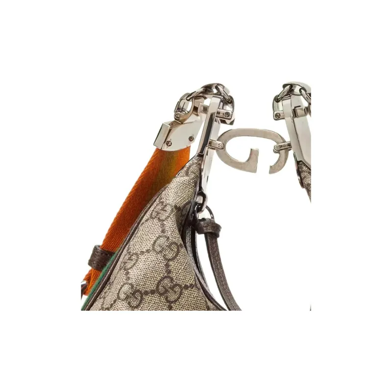 GUCCI Attache Canvas Leather Trim Dumpling Bag Handbag, Crossbody Bag, Shoulder Bag Women's-8