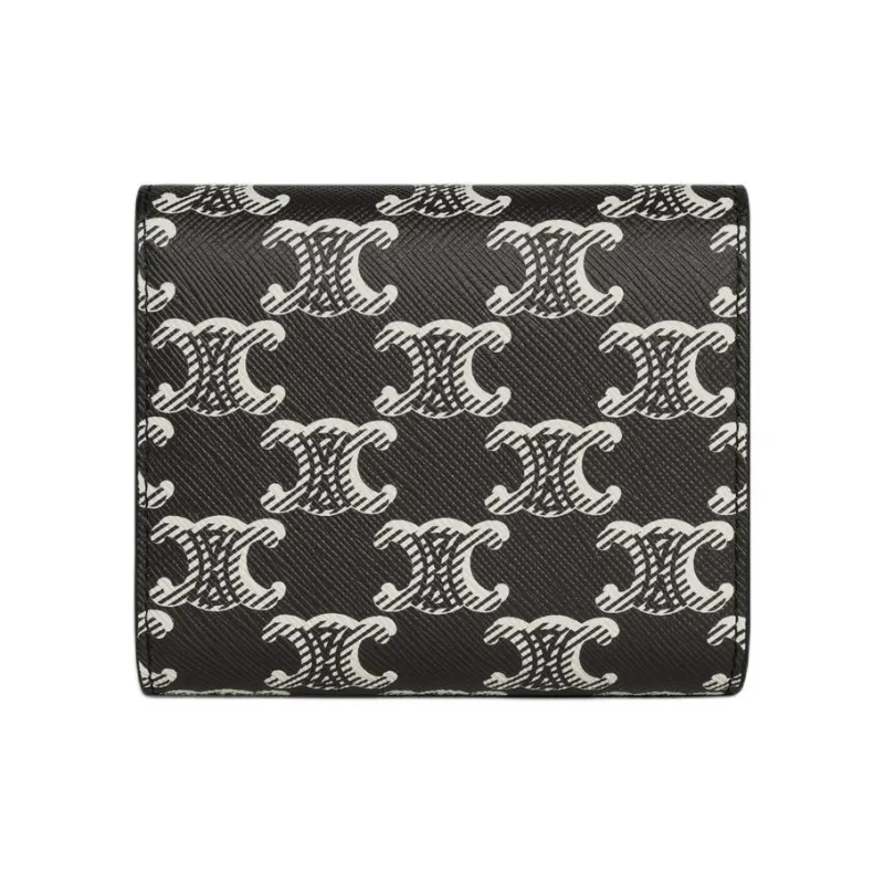 CELINE Triomphe Canvas Wallet Small Size Women's Black-2