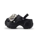 2314-1 Black White Shoelace Clogs