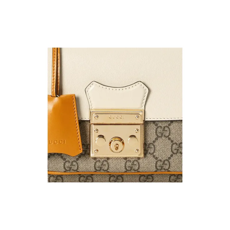 GUCCI Padlock Canvas With Leather Lock Bag Shoulder Bag Crossbody Bag Handbag Regular Women's Ebony/Orange/White-7