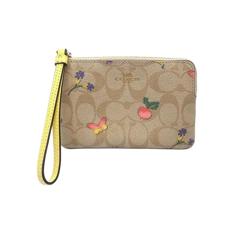 COACH PVC Clutch Small Size Women's Bright Khaki/Vintage Yellow Monogram-5