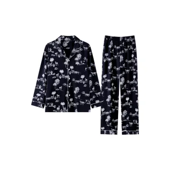 MEITENG Pajama Set Spring And Fall Season Men's Black