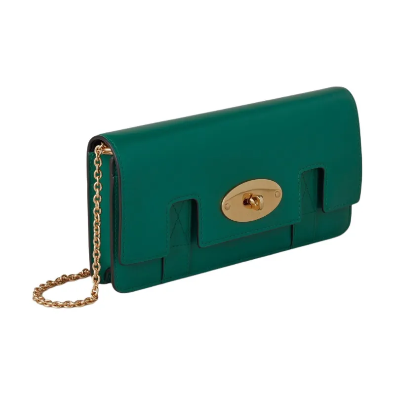 Mulberry Leather One Shoulder Crossbody Clutches Women's Peacock Green-1