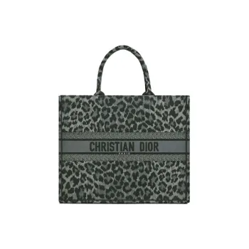 DIOR BookTote Embroidery Tote Bag Shopping Bag Handbag Shoulder Bag Large Size Women's Gray