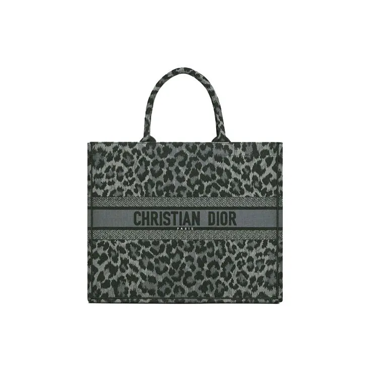 DIOR BookTote Embroidery Tote Bag Shopping Bag Handbag Shoulder Bag Large Size Women's Gray-0