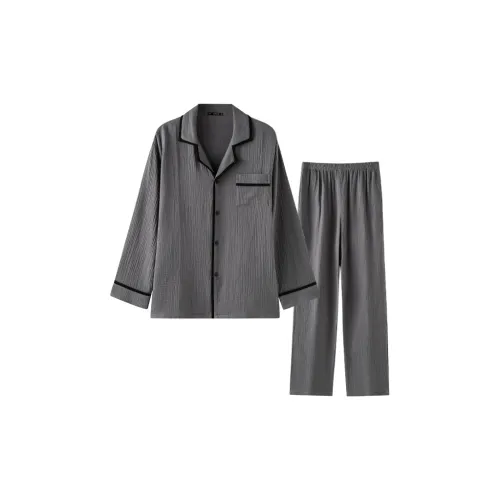 MEITENG Pajama Set Spring And Fall Season Men's Gray