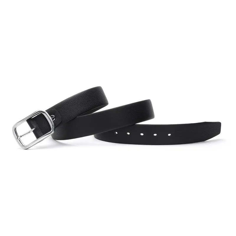 ELLE HOMME Pin Buckle Belt With Sun And Moon Buckle Top Grain Cow Leather Belts Men's Black Width 3.85cm-2