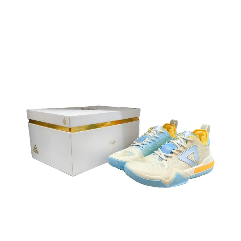 PEAK Wiggins AW1 Cushioning Anti Slip And Wear Resistant Coverage Support Low Top Basketball Shoes Men's White Blue-5