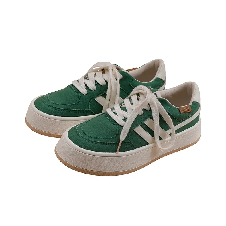 MINGKUANG Canvas Shoes Women's Low Top Pink/Green/White/Red-9