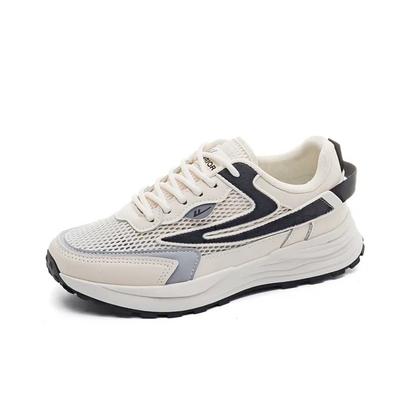 Warrior Anti Slip And Wear Resistant Breathable Low Top Running Shoes Unisex Beige Black-1