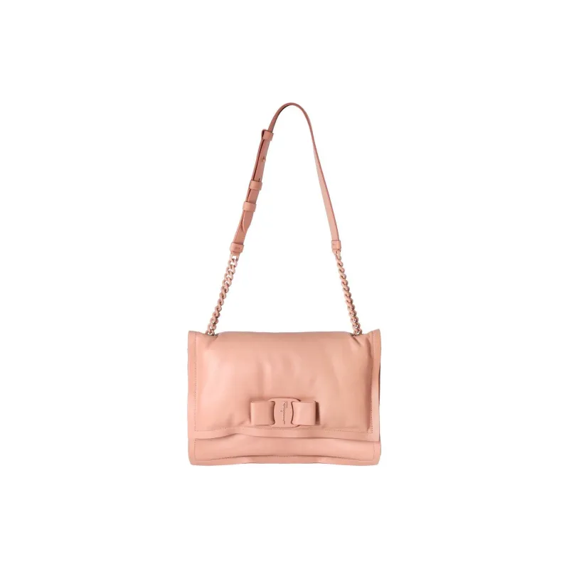 FERRAGAMO Viva Cow Leather Pillow Bag, Crossbody Bag, Shoulder Bag Women's Dark Pink-0