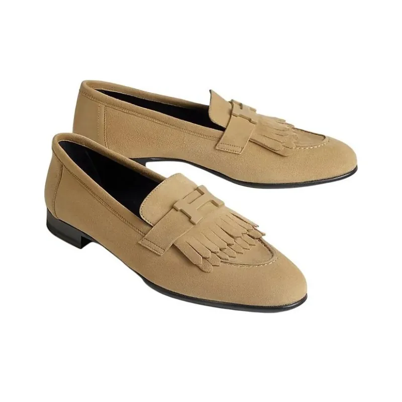 HERMES Royal Loafers Women's Apricot-2