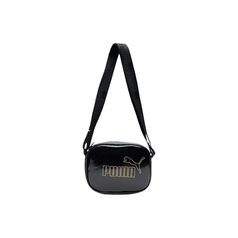 PUMA Artificial Leather Small Square Bag, Camera Bag, Shoulder Bag, Crossbody Bag Regular Women's Black Gold-0