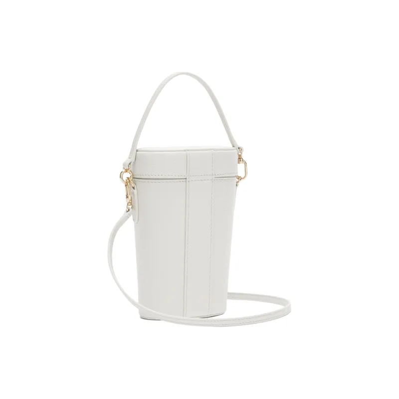 Furla Net Collection Grain Calfskin Bucket Bag, Portable Crossbody Bag, Shoulder Bag Mini Women's Cotton Candy White-1