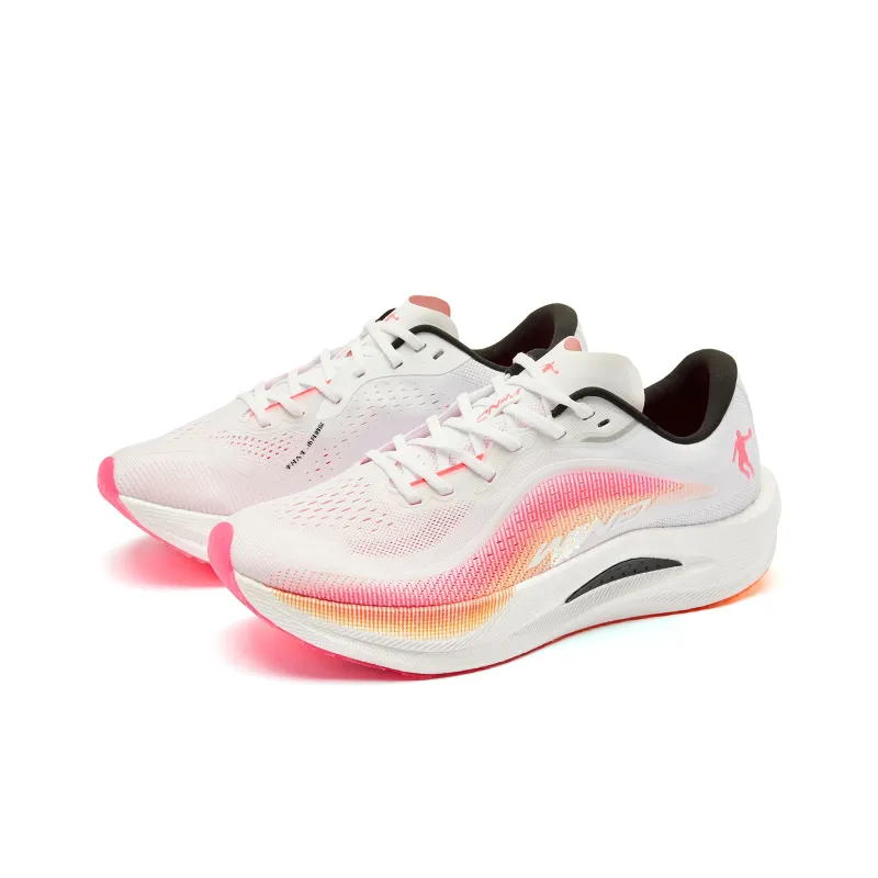 QIAODAN Strong Winds 2.0 Running Shoes Women's Low Top Jordan White Fluorescent Flying Shadow Pink-2