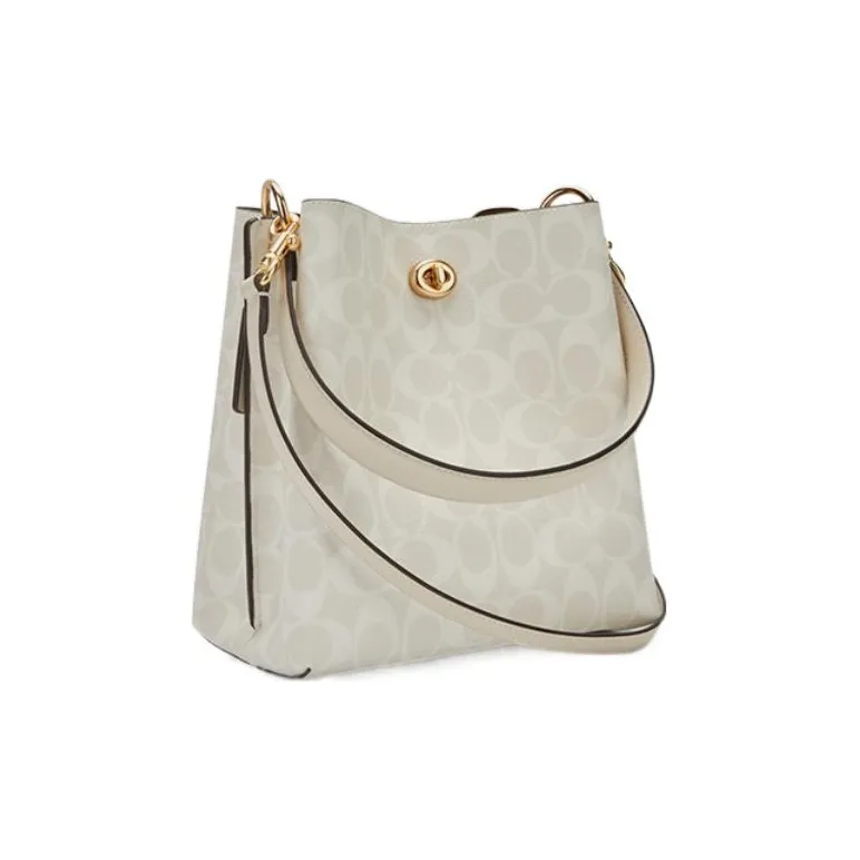 COACH Charlie PVC Bucket Bag, Tote Bag, Shopping Bag, Handbag, Shoulder Bag Women's Ivory Gray & Glacier White-1