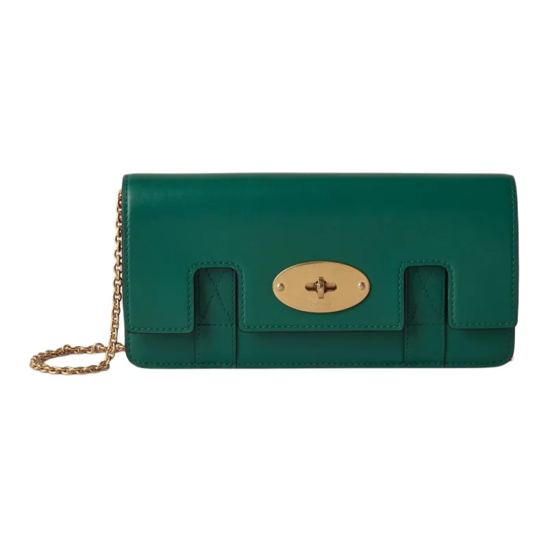 Mulberry Leather One Shoulder Crossbody Clutches Women's Peacock Green-0