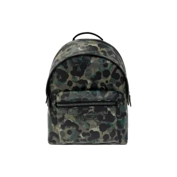 COACH Charter Pebbled Leather Backpack Large Size Men's Camouflage