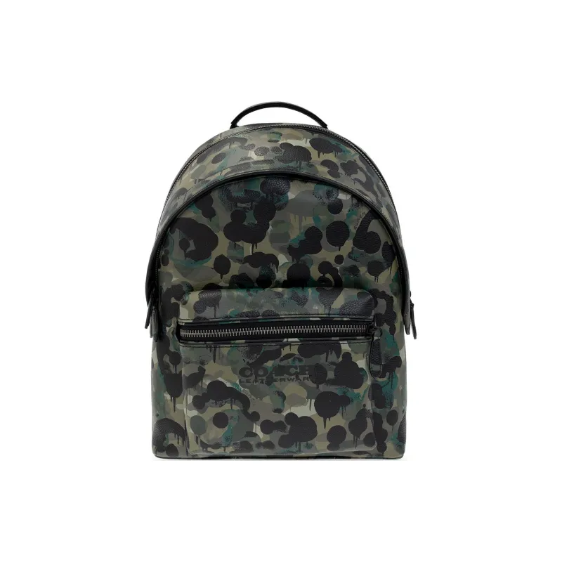 COACH Charter Pebbled Leather Backpack Large Size Men's Camouflage-0