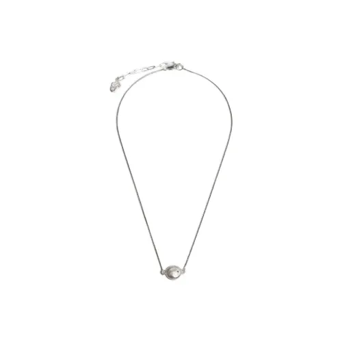 M.Wong 925 Sterling Silver White Small Pendant Necklace With Girl Collarbone Chain Women's