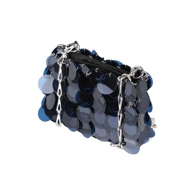 Paco Rabanne PVC One Shoulder Handbags Women's Blue-2