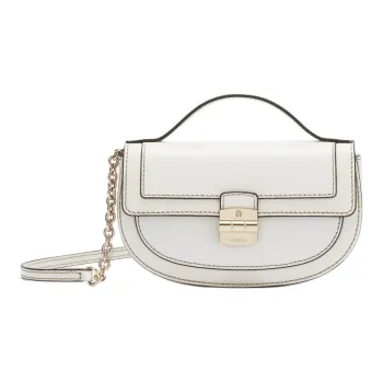 Furla Club 2 Grain Calfskin Handbag, Shoulder Bag, Crossbody Bag Mini Women's Marshmallow White