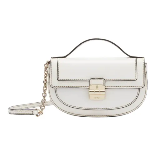 Furla Club 2 Grain Calfskin Handbag, Shoulder Bag, Crossbody Bag Mini Women's Marshmallow White