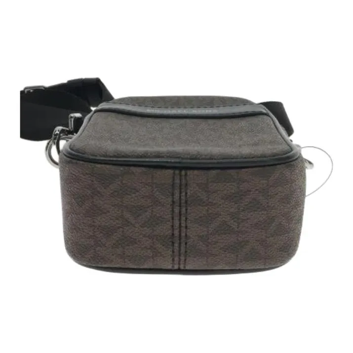 MICHAEL KORS Greyson Artificial Leather Cell Phone Pouch, Shoulder Bag, Crossbody Bag Mini Men's Dark Brown & Black-3