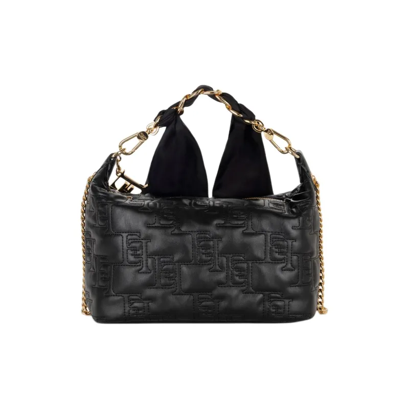 Elisabetta Franchi Logo Embroidered Scarf Chain Link Tote Bag-2