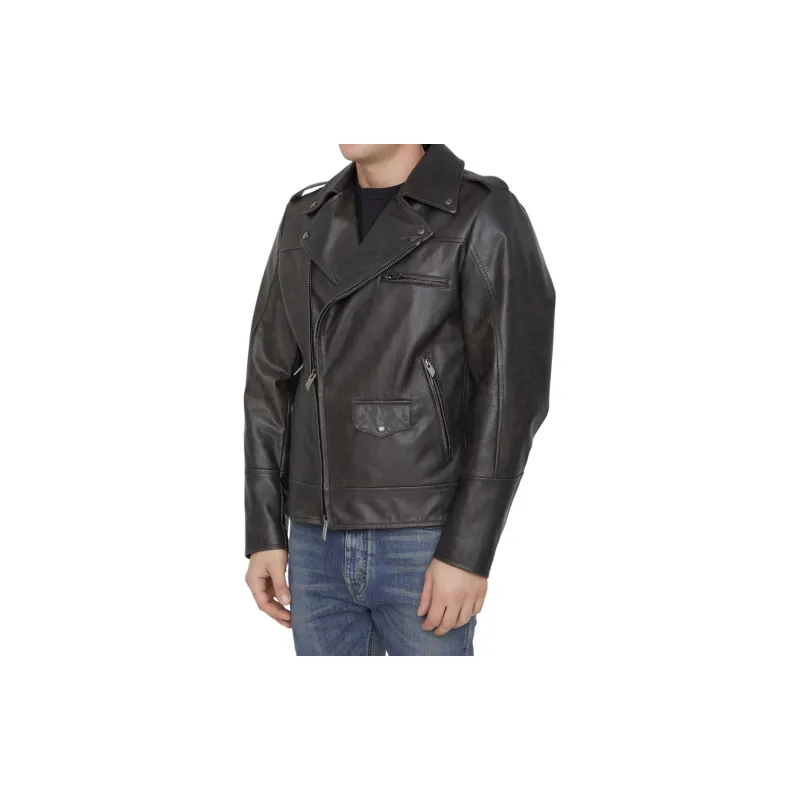 SALVATORE SANTORO Leather Jacket Men's Black-3