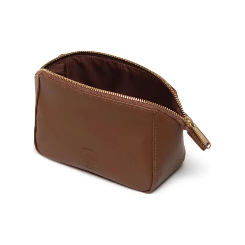Herschel Pure Vegan Leather Makeup Bag Small Size Unisex Saddle Brown-3