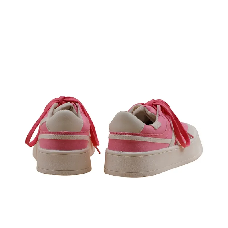 MINGKUANG Canvas Shoes Women's Low Top Pink/Green/White/Red-4