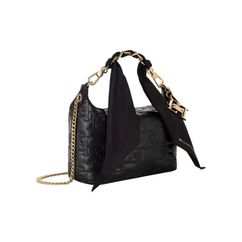 Elisabetta Franchi Logo Embroidered Scarf Chain Link Tote Bag-1