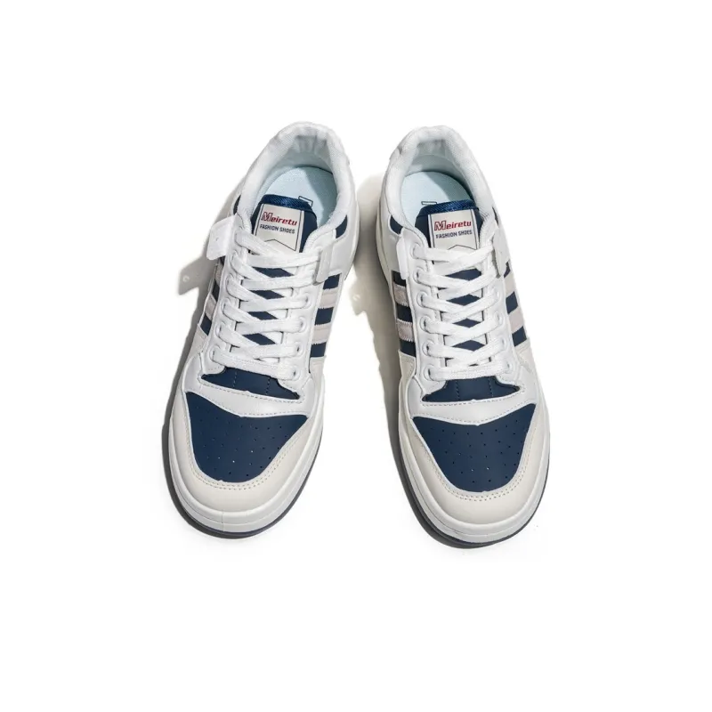 Meiretu Slip Resistant Low Top Skateboard Shoes Men's Blue-3