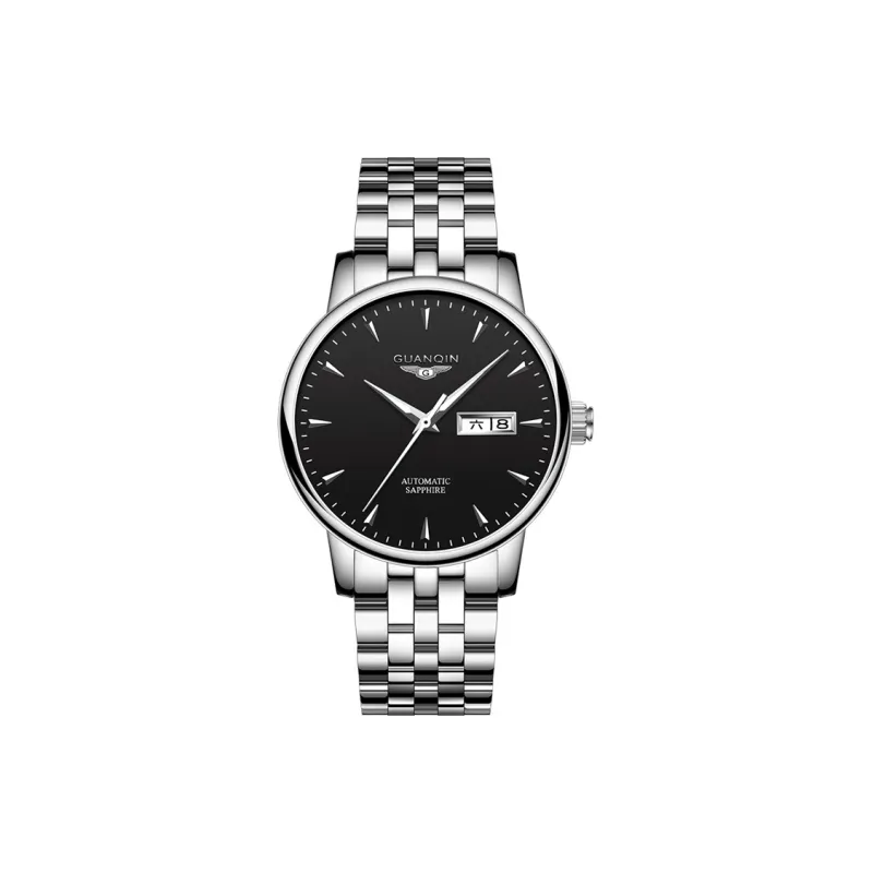 GUANQIN GJ16058 Mechanical Movement Stainless Steel Watchband Watch Men's Watches Black Dial-0