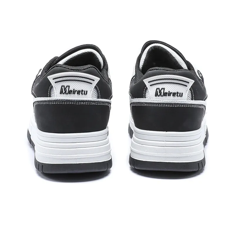 Meiretu Durable Lightweight And Breathable Low Top Skateboard Shoes Men's Black-4