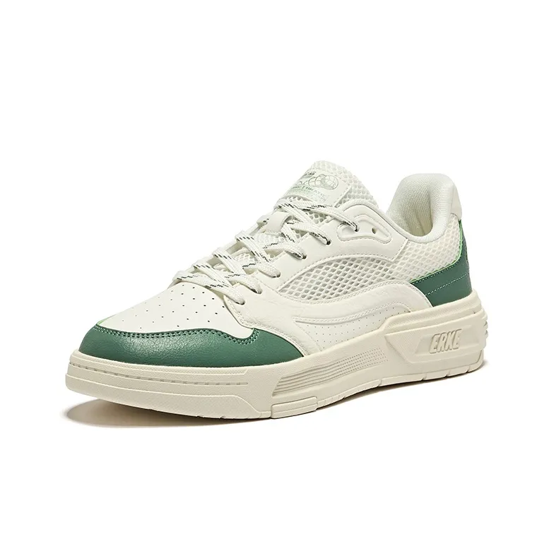 Erke Pungent Smell Durable Breathable Low Top Skateboard Shoes Men's Microcrystal White Pine Frost Green-2