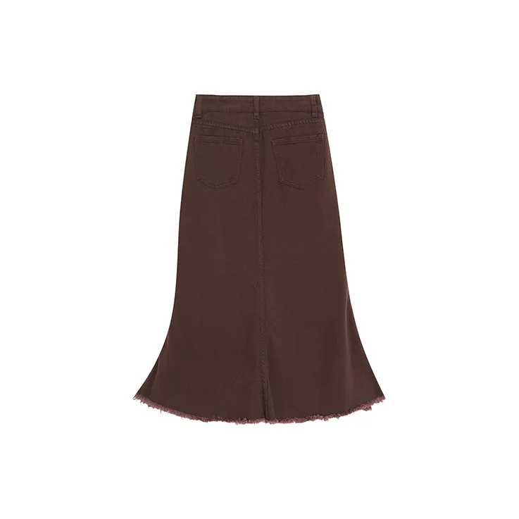 ZVJH Denim Long Skirts Women's-1