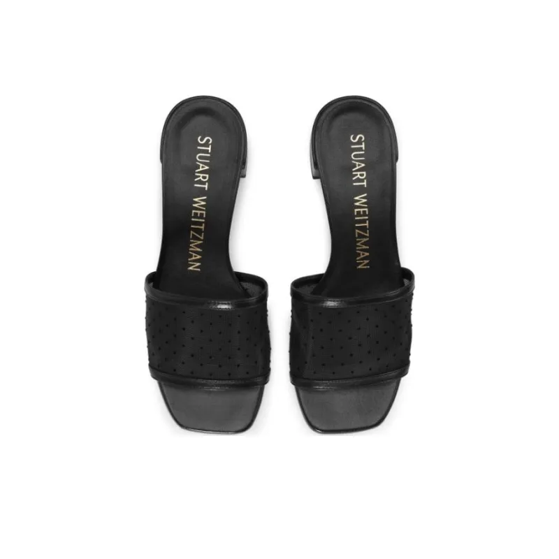Stuart Weitzman/SW Cayman Slide Slippers Women's Black-4